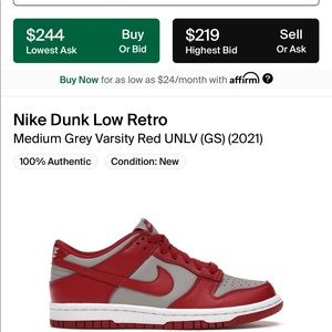 Varsity red dunks. Size 7 good condition. Paid 240 selling for 160. Dead stock!